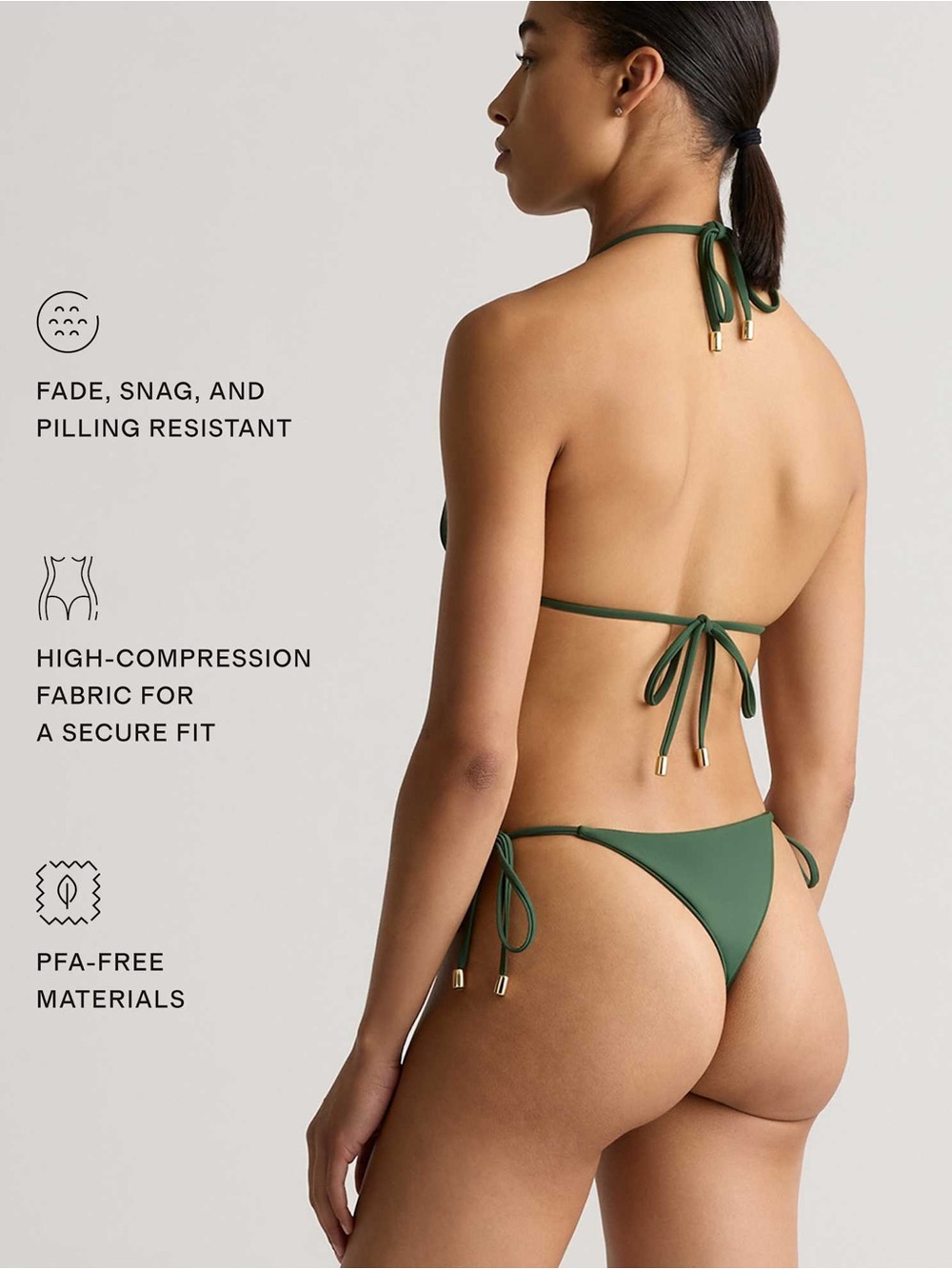 Quince Adjustable High Tie Bikini Bottom NEW Palm Green